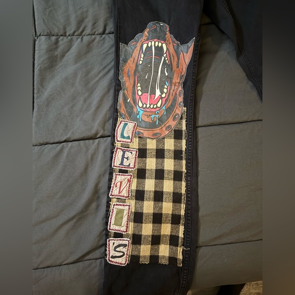 VINTAGE HANDMADE ROTTWEILER LEVIS DENIM COWBOY BLACK JEANS - Picture 2 of 5